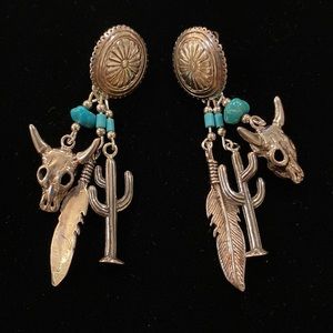Sterling Southwestern Pierced Earrings